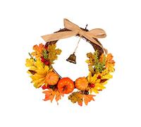 Homoyoyo Couronnes D' Automne Artificielles 12 Pouces/ 30 Cm de Room Baies Maple Feuille D' Automne Citrouille Automne Couronne de Récolte pour Porte D' entrée Halloween Thanksgiving Le Jour