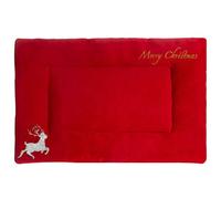 Homoyoyo Coussin Peluche pour Animaux Tapis Épais Lavable Matelas Chaud pour Chat Design Noël avec Broderies de Cerfs