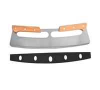 Homoyoyo Couteau à Pizza Inoxydable à Double Manche Bois Trancheuse Pratique et Antidérapante pour Cuisine Outil de Pâtisserie et Ergonomique