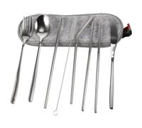 Homoyoyo Couverts de Camping Acier Inoxydable avec Brosse et Pochette Kit Portable pour Pique- Randonnée et Voyage Plein Air