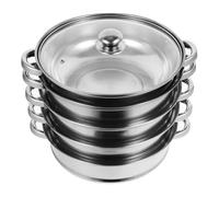 Homoyoyo Cuiseur Vapeur Multifonction en Acier Inoxydable 5 Couches, Marmite Profonde 28 Cm, Casserole à Vapeur Pratique pour Cuisson Douce, Ustensile Cuisine pour Soupe et Légumes
