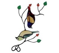 Homoyoyo Décoration Extérieure en Verre Rouge à Suspendre, Ornement Oiseau en Vitrail Ajouré, Art Mural Jardin Solide, Décor Fenêtre Suspendue Artisanale pour Patio et Pelouse