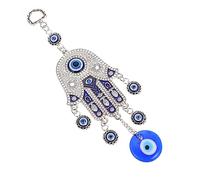Homoyoyo Décoration Murale Artisanale Œil Maléfique Turc en Verre Bleu avec Main De Fatma - Amulette Protectrice - Idéal pour La Maison Et Les Espaces De