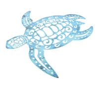Homoyoyo Décoration Murale Tortue en Fer Ajouré Bleu Art Mural Extérieur en Métal Ornement Suspendu pour Jardin et Salon Décoration Côtière Maison