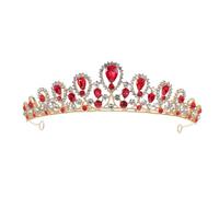 Homoyoyo Diadème Couronne Baroque en Strass Rouge pour Mariage et Bal Serrage-Tête Princesse Léger et Confortable Accessoire Coiffure Femme Bandeau de Mariée Élégant Bijou Cheveux