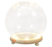 Homoyoyo Dôme de Verre Lumineux 12 Cm pour Fleurs Éternelles en Verre Transparent Socle Bois, Décoration Maison DIY, Micro-Paysage sous Cloche pour Table et Étagère, Accessoire Décoratif