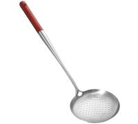 Homoyoyo Écumoire Inox à Long Manche en Bois, Cuillère Multifonction Cuisine, Tamis Passoire Résistante, Ustensile Professionnel pour Maison, Restaurant, Fondue, Filtre Aliments, 1 Pièce