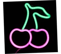 Homoyoyo Enseigne Lumineuse Cerise LED Néon, Décoration Murale Rose et Verte, Éclairage D’ambiance pour Chambre Fille, Panneau LED sans Batterie, Lampe Décorative Compacte, Fêtes