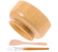 Homoyoyo Ensemble 3 Pièces Bol à Masque DIY en Bois Solide Spatule Couteau et Pinceau pour Soins du Visage à Domicile et Usage Professionnel Outil de Bricolage pour Masque Facial