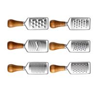 Homoyoyo Ensemble 6 Pièces de Râpes à Fromage en Acier Inoxydable avec Poignée en Bois Antidérapante Mini Râpe Multifonction pour Fromage Légumes Agrumes Écorce et Découpe Outil Manuel