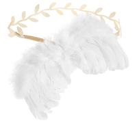 Homoyoyo Ensemble Ailes d'ange Blanc pour Bébé avec Bandeau Doré Accessoire Photo pour Tout-Petit Costume Photo Léger et Confortable Déguisements