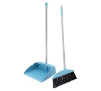 Homoyoyo Ensemble Balai et Pelle à Poussière à Long Manche Bleu Clair Outil de Nettoyage des Sols avec Pelle sur Pied Kit Ménage Complet pour Maison et Bureau