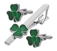 Homoyoyo Ensemble Boutons de Manchette et Pince à Cravate Accessoire Élégant et Polyvalent en Alliage Vert pour Hommes pour Événements Formels et Affaires