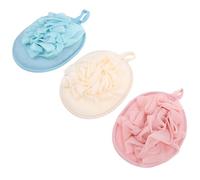 Homoyoyo Ensemble Couleurs Beige, Rose et Bleu 3 Pièces de Serviettes de Bain Exfoliantes en Filet et Confortable Séchage Rapide, pour Gommage, Massage Corporel Domicile Voyage