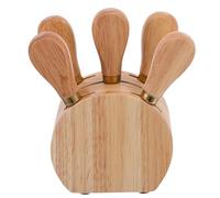 Homoyoyo Ensemble Couteaux à Fromage Inox 4 Pièces Support en Bois D’Olivier Outils Multifonction pour Service et Préparation de Fromages et Tartineur pour Plateau Cuisine