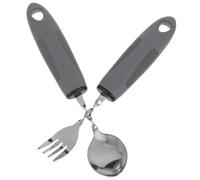 Homoyoyo Ensemble de 2 Couverts Anti-tremblements en Acier Inoxydable avec Poignée Plastique Confortable pour Seniors, Design Auto-adaptatif en Thérapie de Rééducation Post-accident