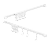 Homoyoyo Ensemble De 2 Crochet Mural Robuste sans Perçage en Plastique Blanc, Support Multi-usage Coulissant Cuisine, pour Accrocher Serviettes et Ustensiles