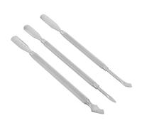 Homoyoyo Ensemble de 3 Outils de Repousse-Cuticules Double Embout en Acier Inoxydable Argenté - Grattoir Coupe-Cuticules et Outil Fin - Kit Professionnel pour Nettoyage des Cuticules et