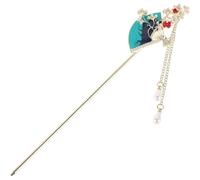 Homoyoyo Épingle à Cheveux Asiatique de Éventail avec Pompon, Accessoire de Coiffure Traditionnel Chinois pour Femme, Baguette Légère en Métal, Épingle à Chignon Hanfu pour Mariage et Fête