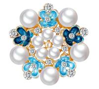 Homoyoyo Épingle Élégante en Alliage avec Cristaux et Perles pour Robe, Pull ou Châle, Accessoire Floral Chic pour Mariage, Bal ou Présent pour Filles et Amies