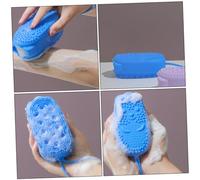 Homoyoyo Éponge de Bain Silicone Bleue Brosse Exfoliante Corps pour Gommage Puissant Brosse Dos et Mousse Soin Corps Unisexe Nettoyage et Massage Doux