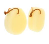 Homoyoyo Éponge de Exfoliante Bain 2 Pièces Jaune en Éponge Douce Ovale Créant une Mousse Riche Nettoyage Sanitaire du Corps