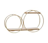 Homoyoyo Étagère Murale de Rangement Multifonctionnelle en Fer Forgé Doré, Support Suspendu Rond 1 Pièce, Panier de Rangement Décoratif pour Chambre Cuisine, Étagère Flottante Moderne