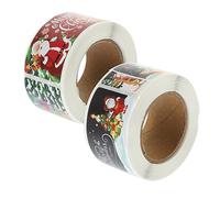 Homoyoyo Étiquettes Autocollantes Joyeux Noël - 2 Rouleaux De 14x1 Pouces - Autocollants Imprimés Avec Motif De Père Noël Étiquettes Adhésives Rectangulaires Parfaites Pour Cartes