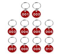Homoyoyo Étiquettes Porte-Clés Numérotées Métal Rouge 1-10 avec Anneaux Plaques Identification Numérotée Résistantes et Imperméables pour Bagages Casiers Sauna et Stockage