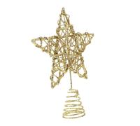 Homoyoyo Étoile de Sapin Noël Dorée Forgé avec Cercle Rotin et Paillettes Décoration Moderne pour Sapin Topper Branches Polyvalent pour de Noël et Halloween