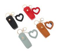 Homoyoyo Étui à Rouge à Lèvres Portable 4 Pièces avec Miroir Cœur Mini Pochette de Voyage Légère et Compacte Porte-Clés Pratique Couleurs Jaune Vert Rouge et Noir Organisateur de