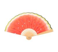 Homoyoyo Éventail Pliant Robuste Rouge et Vert en Bambou Portable et Élagnant Motif Pastèque Peint Main Style Illustration Moderne pour Danse et Usage Quotidien
