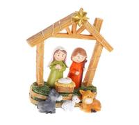 Homoyoyo Figurine Crèche Noël Lumineuse Résine Décoration Naissance sans Pile Ornement Bureau pour Ambiance de Noël