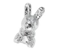 Homoyoyo Figurine Lapin Disco Réfléchissante en Verre et Écume pour | Décor Intérieur Thème Lapin, Style Rétro Groovy, Placement Stable, Entretien Facile, Argenté