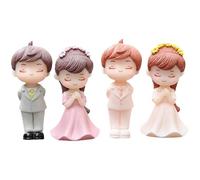 Homoyoyo Figurines de Couple pour Décoration de Gâteau de Mariage 4 Pièces Petites Statuettes Romantiques Ornements de Fête et Décoration de Table pour Mariage et Saint-Valentin