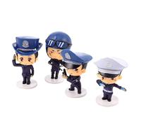 Homoyoyo Figurines Policières Décoratives Pour Gâteau 4 Pièces Ensemble, Décor De Dessert Pour Fête D'anniversaire, Résine Lavable, Couleur Vive, Accessoires D'intérieur Fête