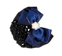 Homoyoyo Filet à Chignon Couvre-cheveux Perles Et Nœud, Taille Unique, Bleu Bord Doré, Pour Femme Professionnelle, Usage Bureau Et Cérémonie