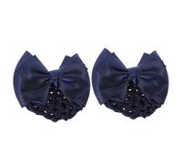 Homoyoyo Filet à Chignon Professionnel 2pcs En Bleu Pour Femmes Accessoire De Coiffure Pour Infirmière Et Hôtesse De L'air Design En Maille Élastique Couvre-chignon à Nœud