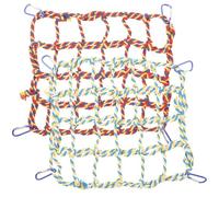 Homoyoyo Filet de Hamac Tissé Coloré pour Perroquet et Petits Animaux, 2 Hamacs 30x30 Cm et 8 Crochets Bleu et Jaune, Balançoire pour Cage à Oiseaux, Suspendu pour Conures et Hamsters