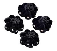 Homoyoyo Filets à Cheveux Pour Femmes Lot De 4, Taille Unique, Couvre-chignon En Velours Noir Strass, Accessoires Coiffure Pour Danseuses, Infirmières Et Utilisation Quotidienne