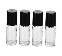 Homoyoyo Flacon Roll-on Huile Essentielle 4 Pièces 30 Ml Verre Transparent Noir Portable Anti-fuite Pour Usage Domestique Voyage