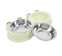 Homoyoyo Gamelle Double pour Chats et Chiens Acier Inoxydable avec Base Antidérapante Bol Polyvalent pour Eau et Nourriture Design Grenouille Mignonne Adapté Aux Chiots et Animaux de