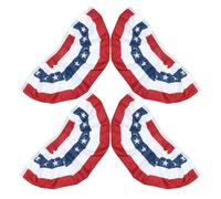 Homoyoyo Guirlande de 4 Drapeaux Américains Plissés 45 X 90 CM Décoration Patriotique Intérieure et Extérieure Bannière de Drapeau Américain pour Fête Nationale et Événements