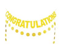 Homoyoyo Guirlande de Décoration pour Fête de Remise de Diplômes Bannière Congratulations Paillettes et Sequins Dorés 25 Pièces Longueur 2 M pour Fond Photo et Décoration