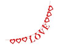 Homoyoyo Guirlande De Fanions En Feutre Rouge Cœur Love, Longueur 1,8 M, Décoration Suspendue Mariage, Fête Saint-valentin Et Cérémonie Romantique, Bannière Festive Pour Intérieur Et Extérieur
