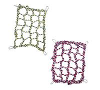Homoyoyo Hamac pour Animaux De Compagnie - 2 Pièces De Filet en Coton pour Écureuils Et Furets - Pont De Corde d'escalade Métal Et Corde pour Hamsters Et Oiseaux Idéal pour Grimper Et Se