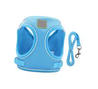 Homoyoyo Harnais pour Chien Petite Respirant et Réfléchissant Gilet de Poitrine Léger et Harnais Anti-Fugue pour Chiot Chihuahua avec Laisse Confort pour Promenade Extérieur Bleu XS