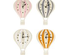 Homoyoyo Horloge Murale Décorative Montgolfière Silencieuse Design Créatif Rose pour Bureau et Maison Décoration Murale Originale sans Pile Facile à Installer
