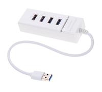 Homoyoyo Hub USB 3.0 en Plastique à 4 Ports, Multi-Adaptateur Haute Vitesse pour Pc Portable, Transfert Rapide, Indicateur LED, Design Portable Et Fin, Couleur Blanche, Utilisation Bureau Et Voyage