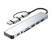 Homoyoyo Hub USB 8 Ports Type-c pour Ordinateur Portable Répartiteur USB 3.0 Et 2.0 Lecture Rapide Cartes Mémoire Polyvalent Usage Bureau Et Mobile Couleur Grise